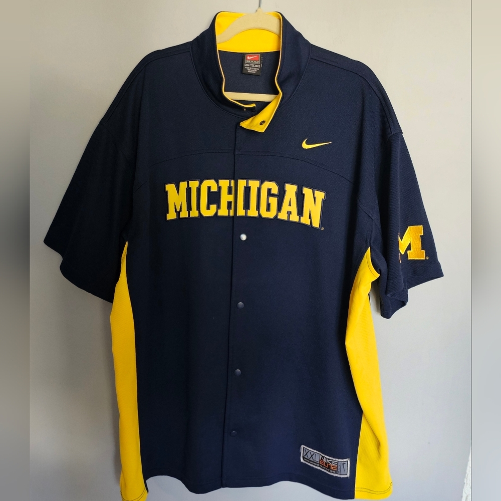 Nike Elite Michigan Wolverines Basketball Warm Up Jacket Mens XXL 2XL Snap Down